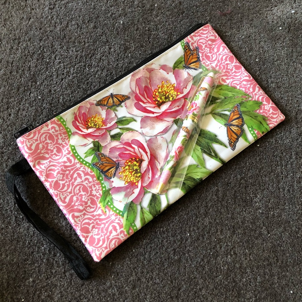 Floral pencil case with pen